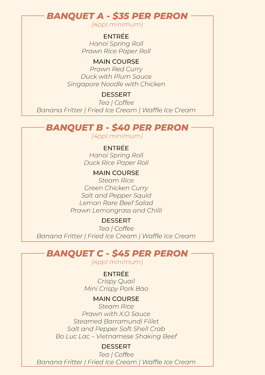 Menu, Anh Anh Vietnamese