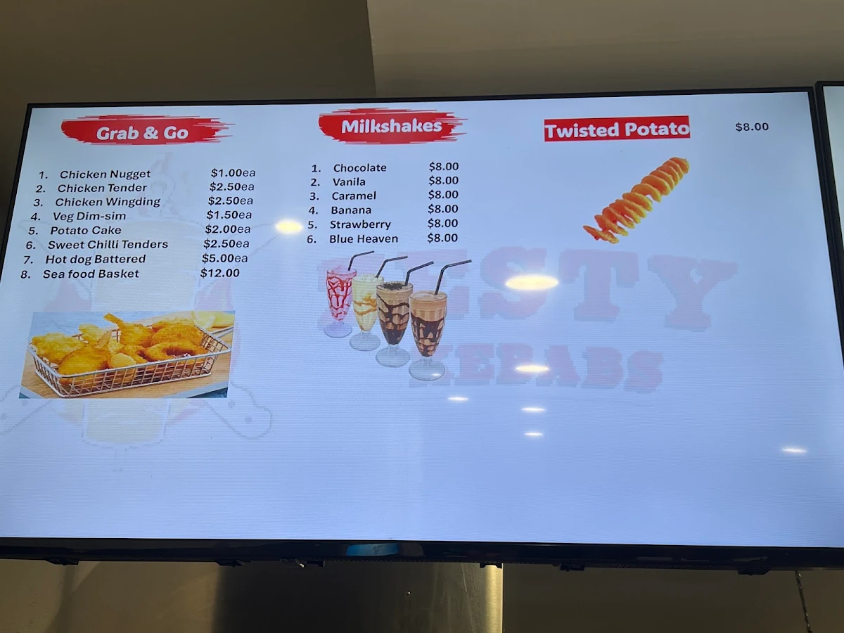 Menu, Kebab on sturt