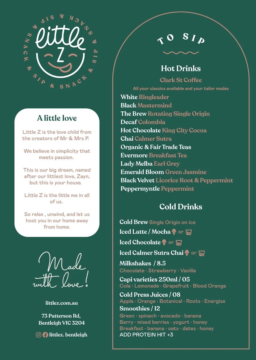 Menu, Little Z