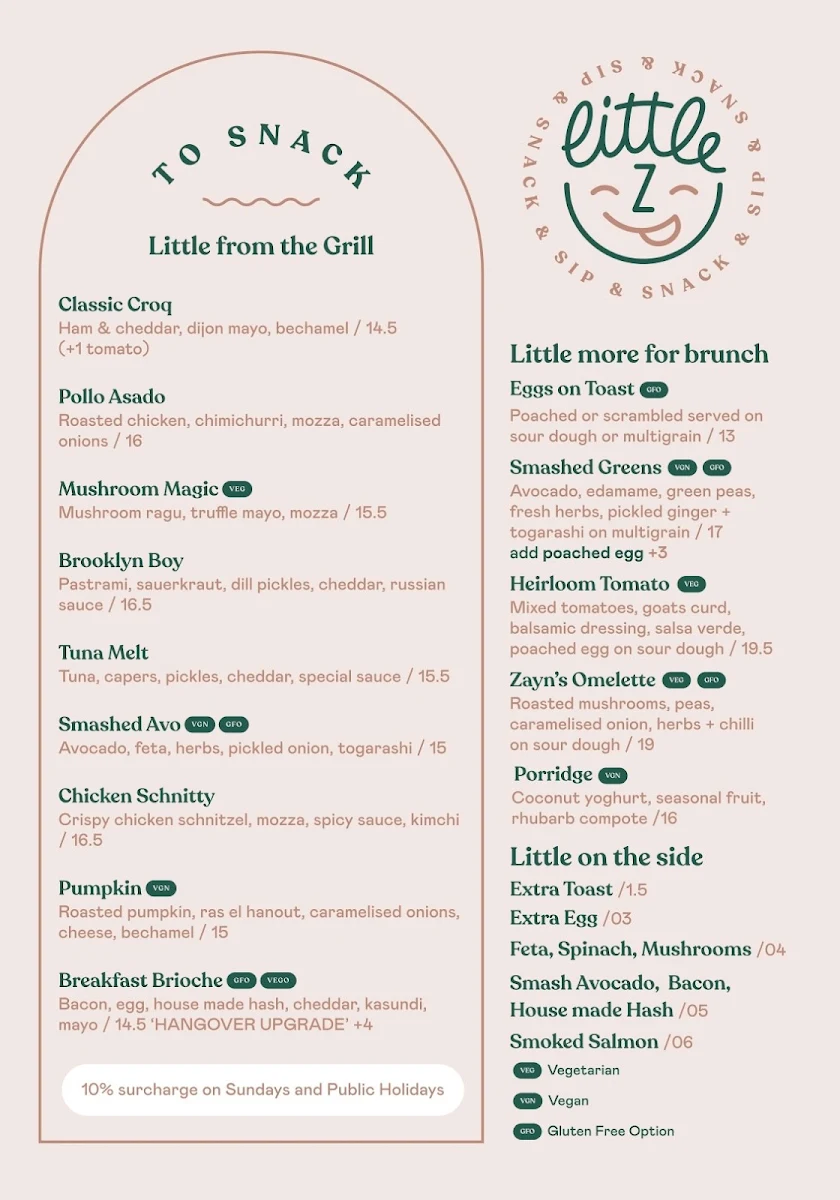 Menu, Little Z