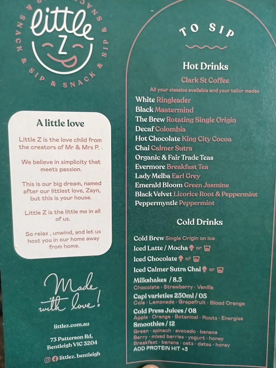Menu, Little Z