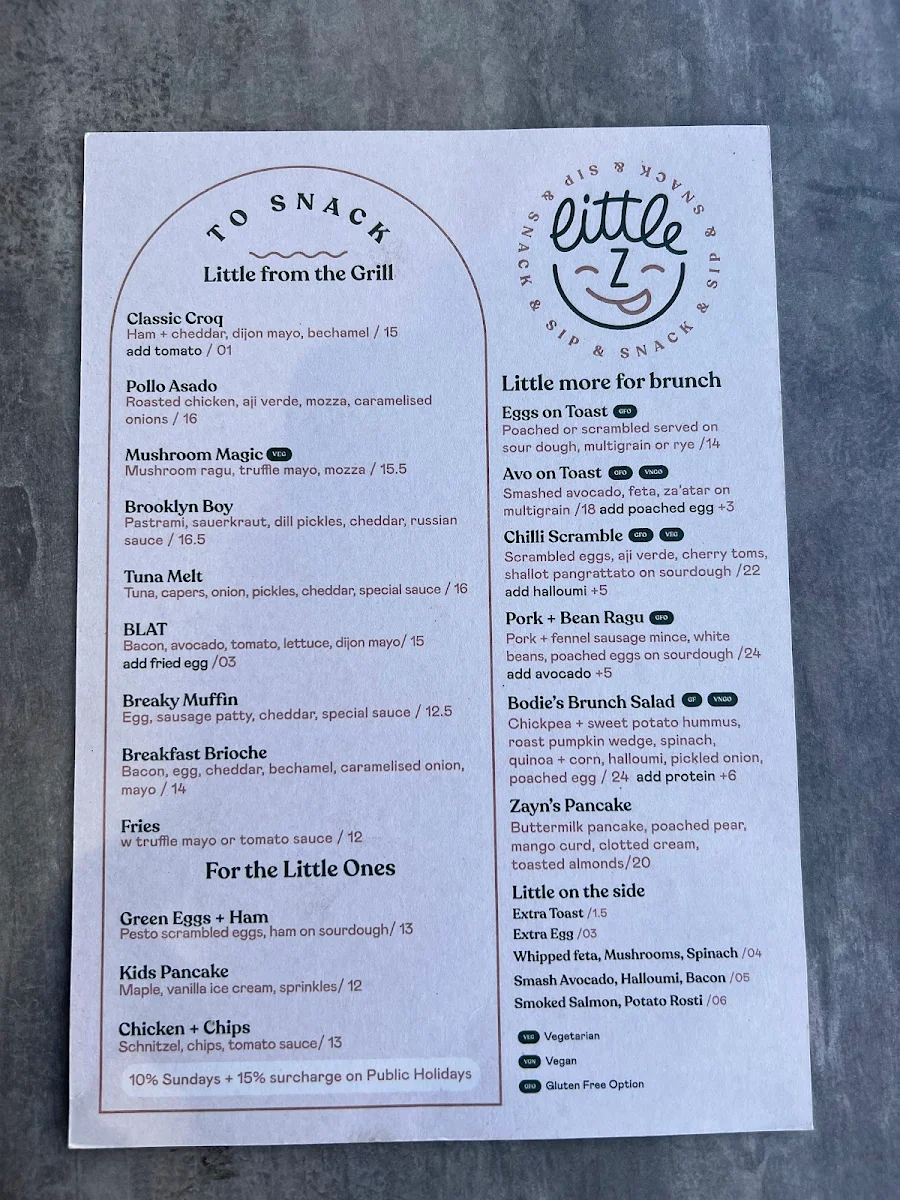 Menu, Little Z