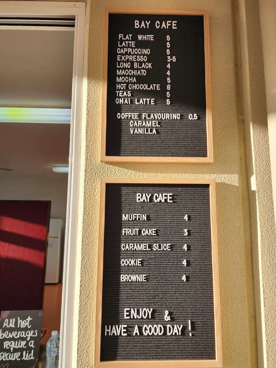 Menu, Bay Cafe