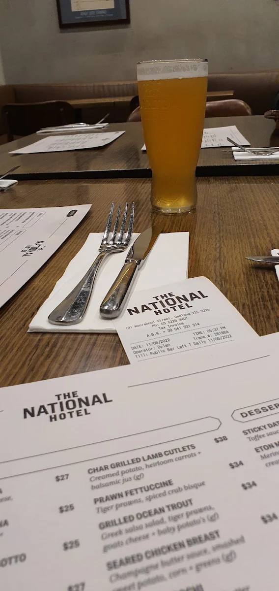 Menu, The National Hotel