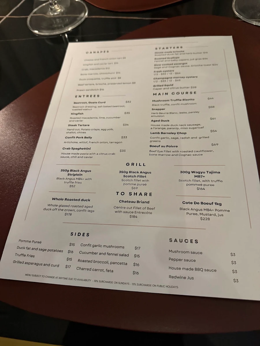Menu, Quoi Dining Restaurant