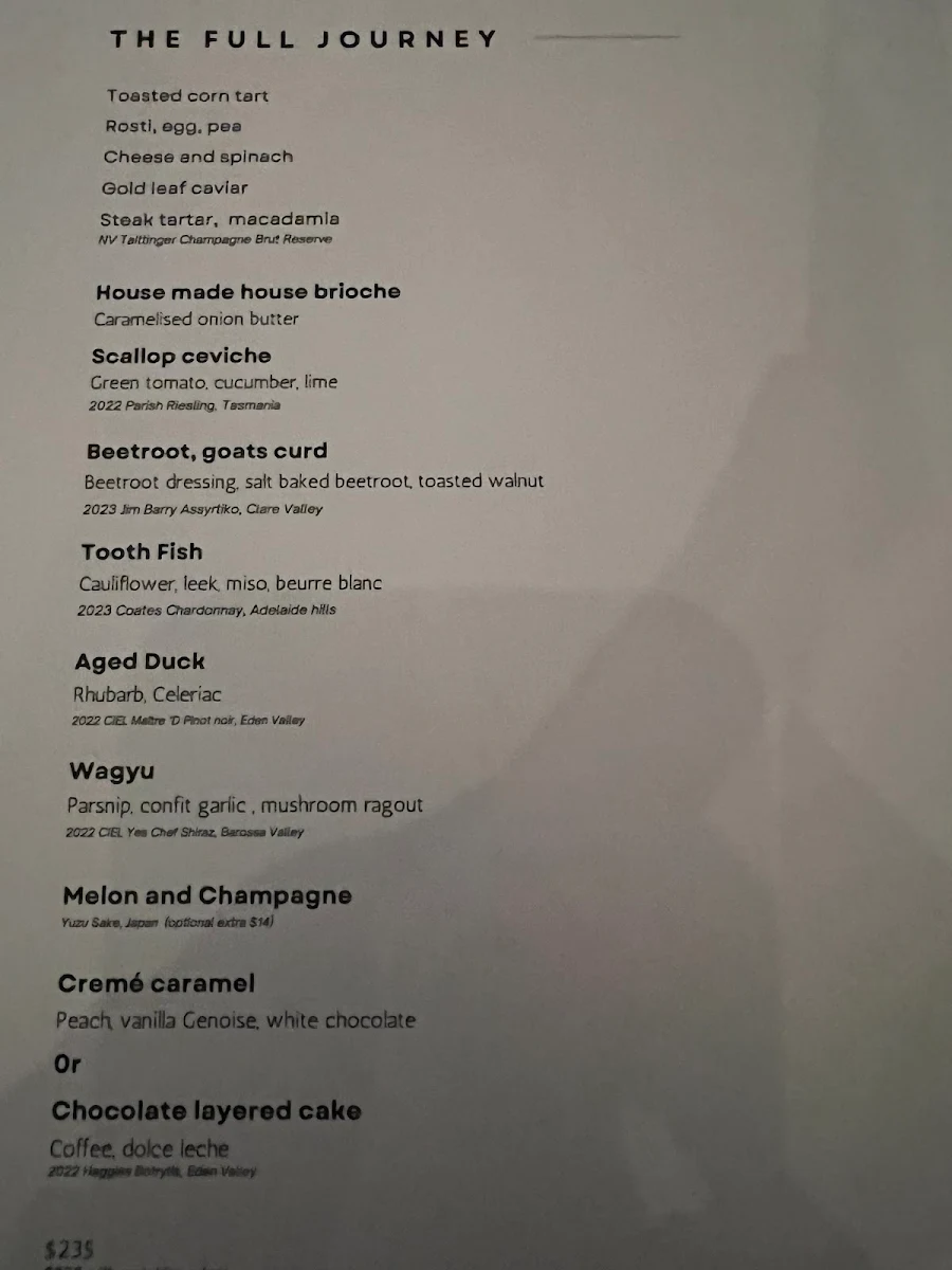 Menu, Quoi Dining Restaurant
