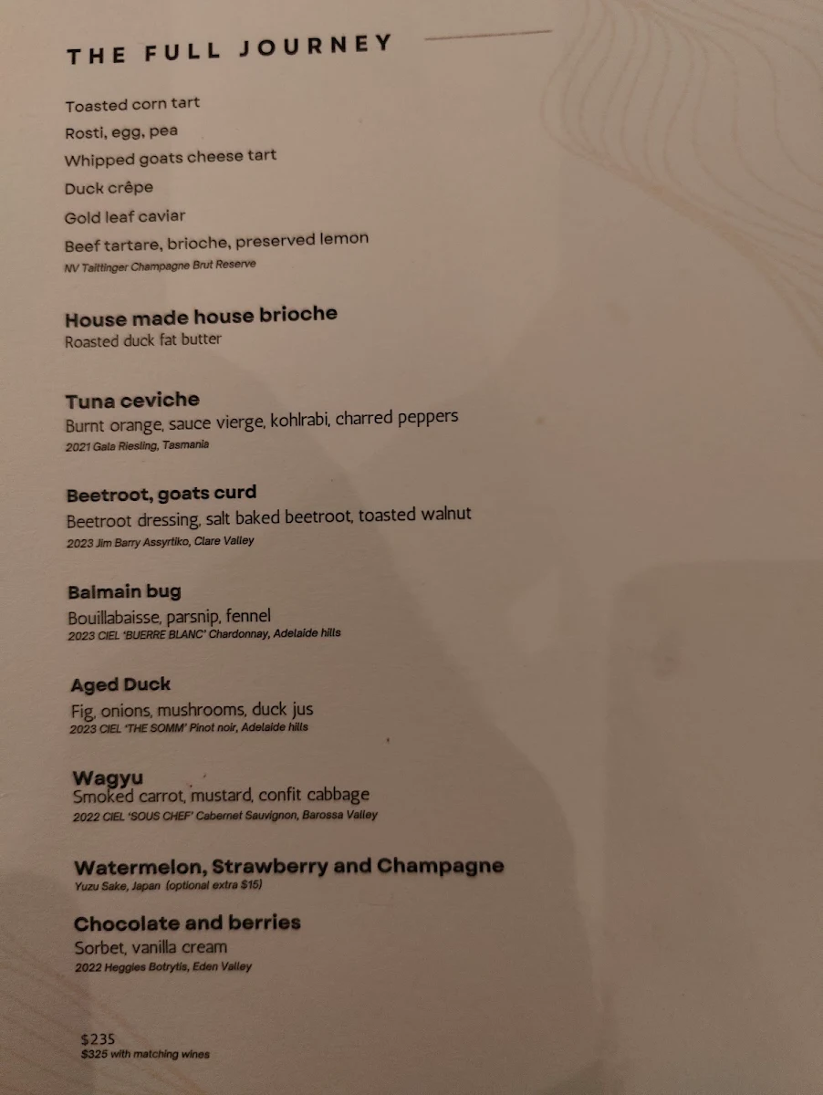 Menu, Quoi Dining Restaurant