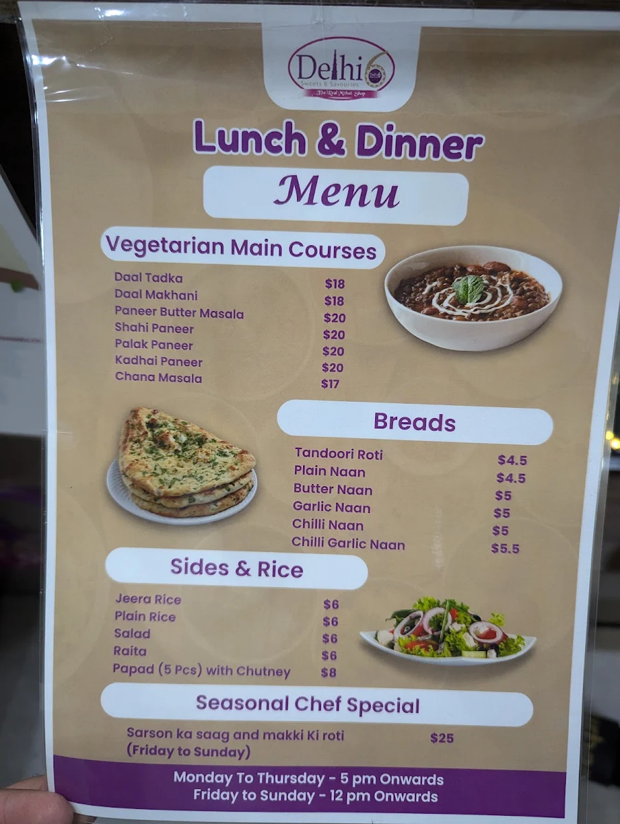 Menu, Delhi 6 Authentic Indian Restaurant