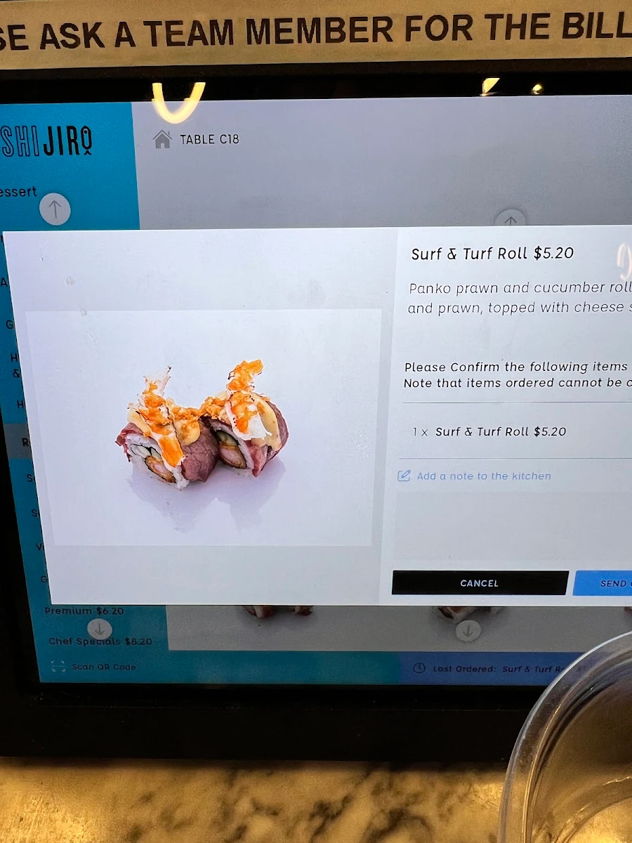 Menu, Sushi Jiro Knox Ozone