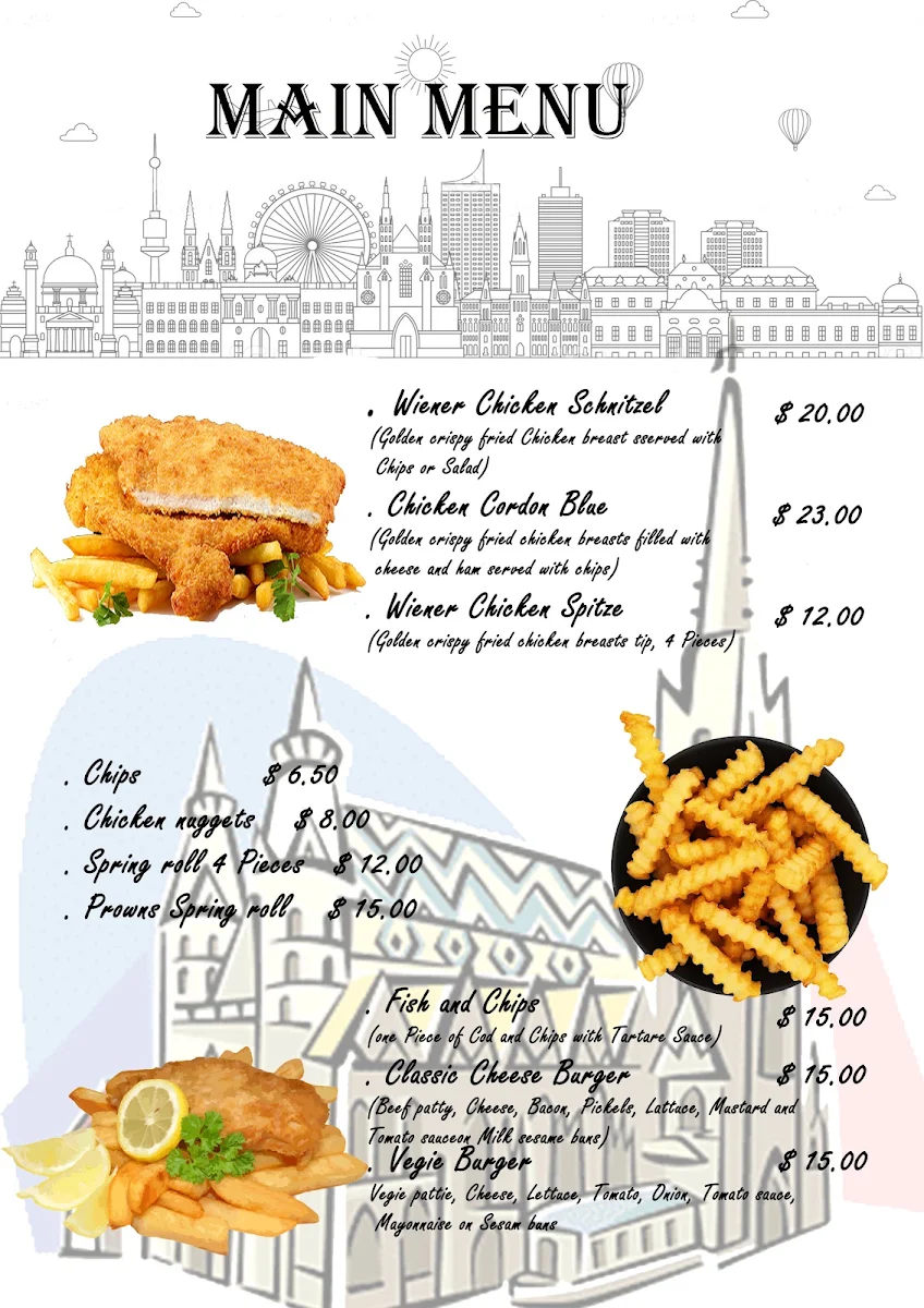 Menu, Vienna cafe