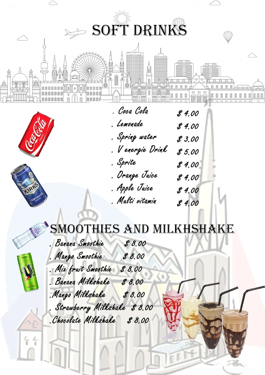 Menu, Vienna cafe