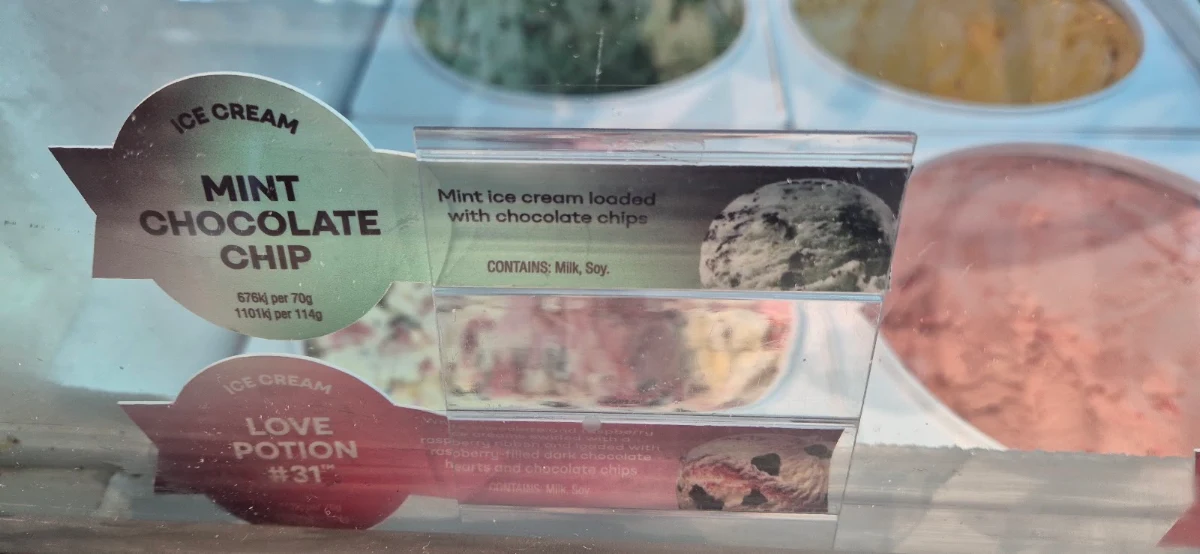 Menu, Baskin-Robbins Coolangatta Strand