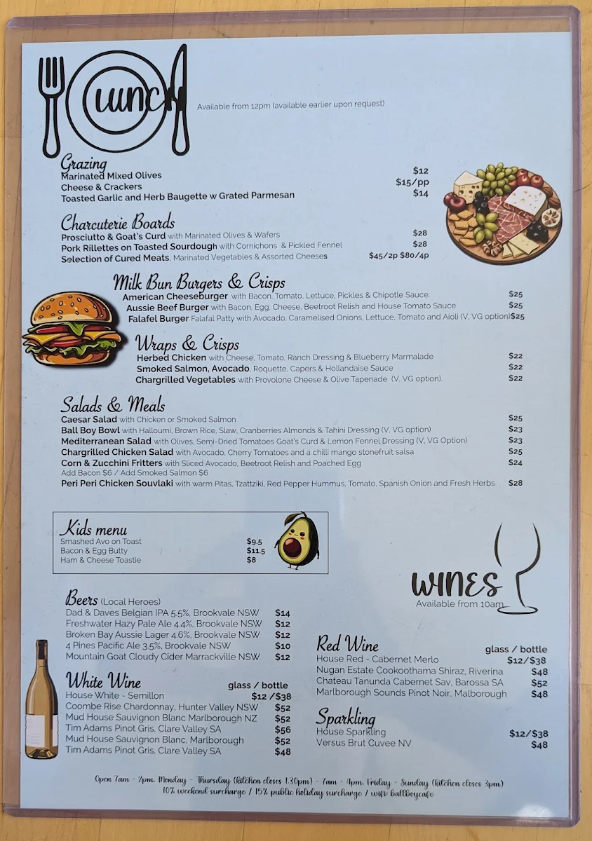 Menu, The Heights Cafe Balgowlah Heights
