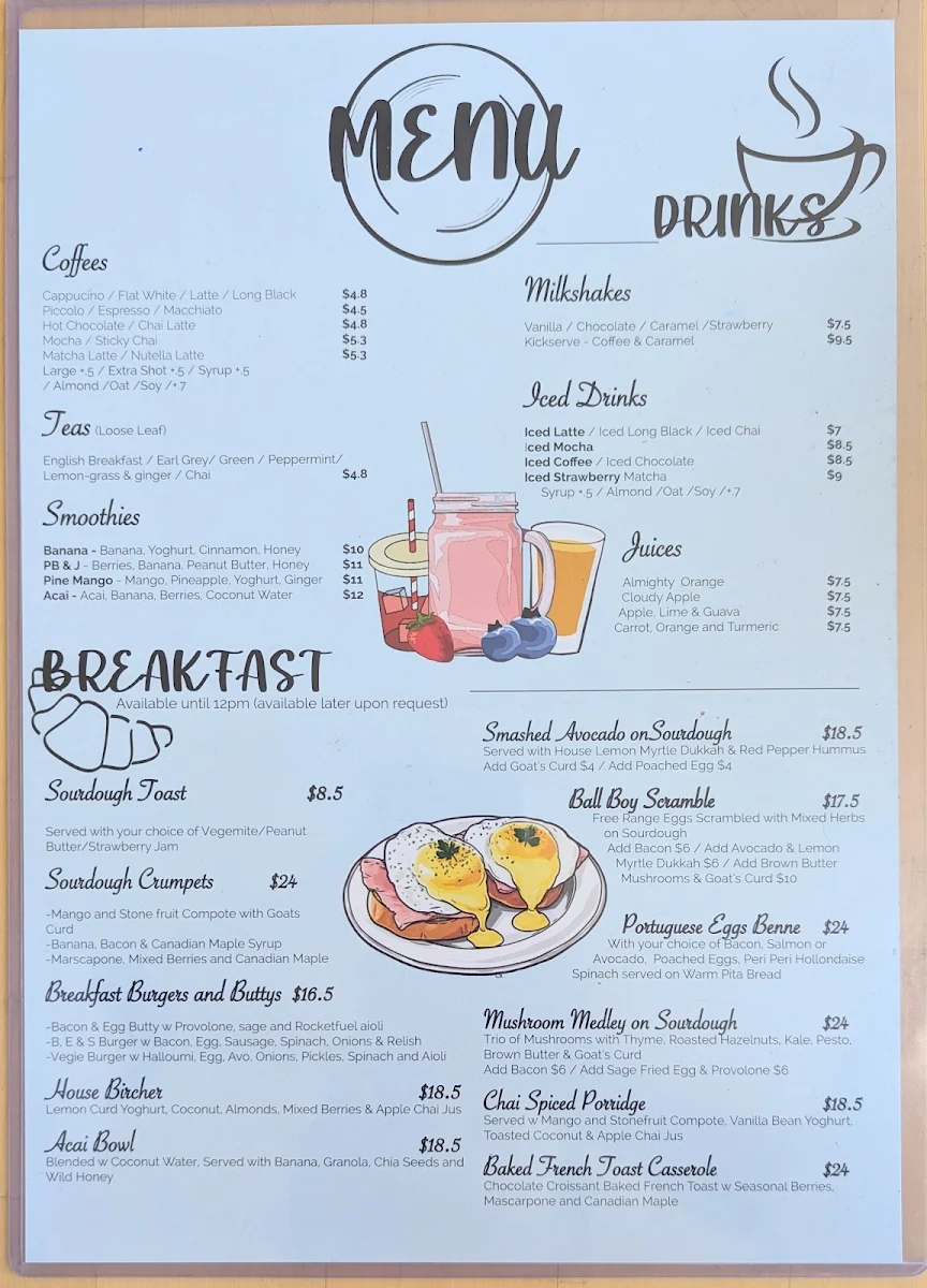 Menu, The Heights Cafe Balgowlah Heights