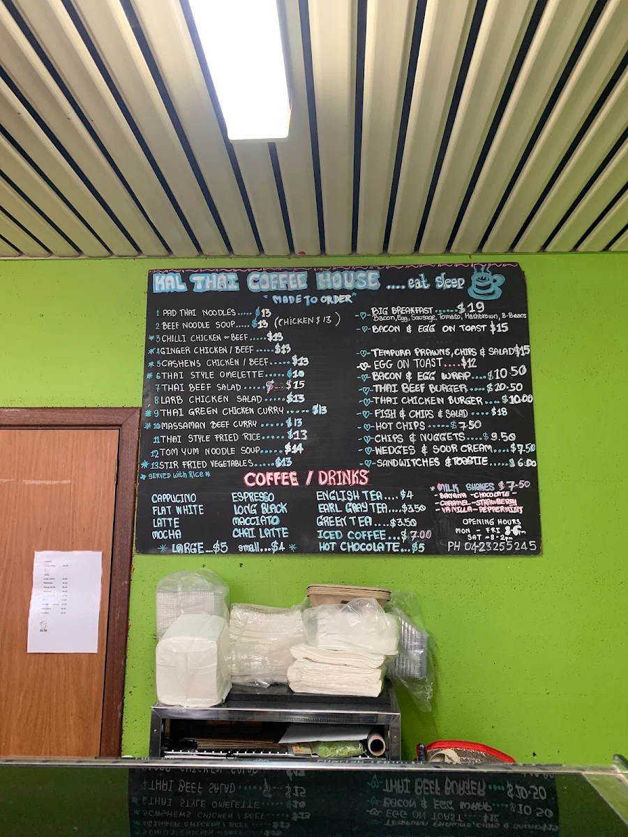 Menu, Kal Thai Coffee & Streetfood