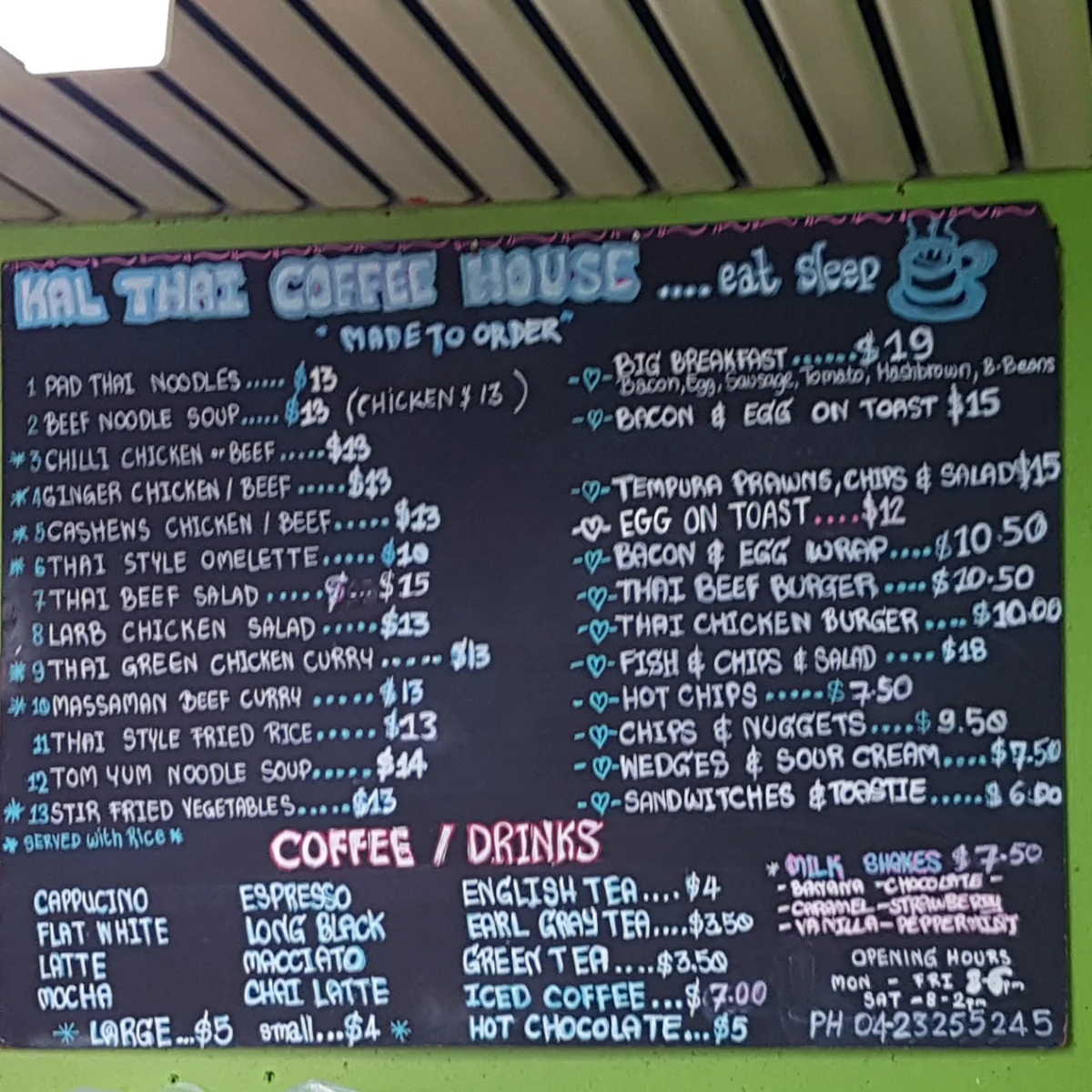 Menu, Kal Thai Coffee & Streetfood