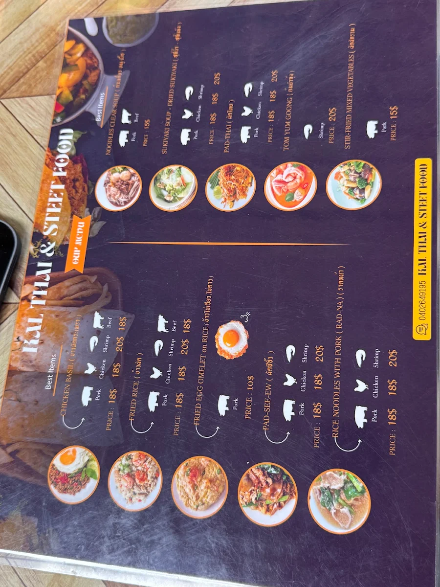 Menu, Kal Thai Coffee & Streetfood