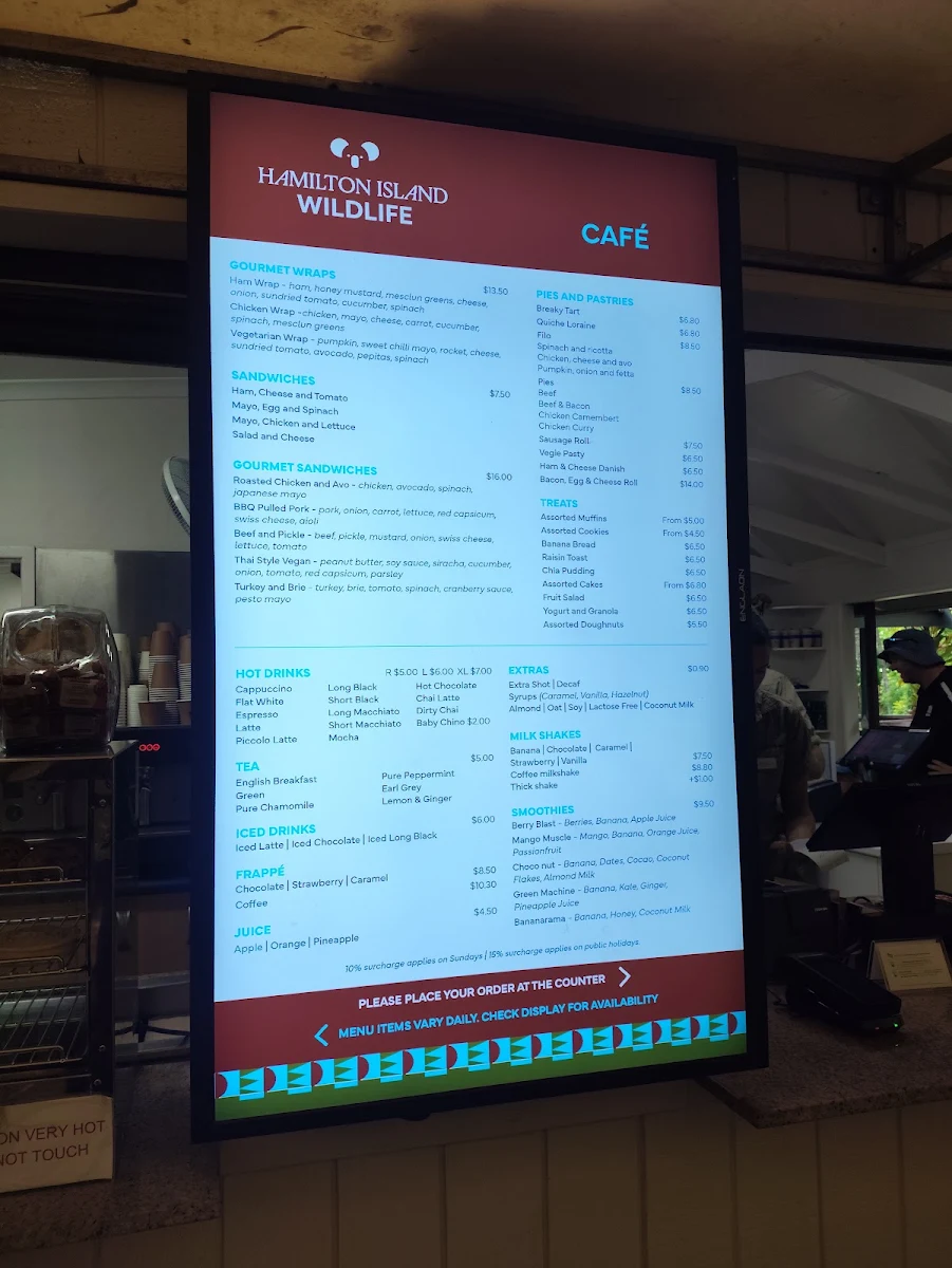 Menu, Koolah Café
