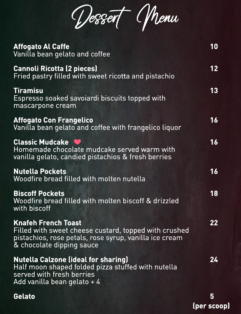 Menu, Vitaly Italian & Woodfire Pizza Restaurant (Kirrawee)