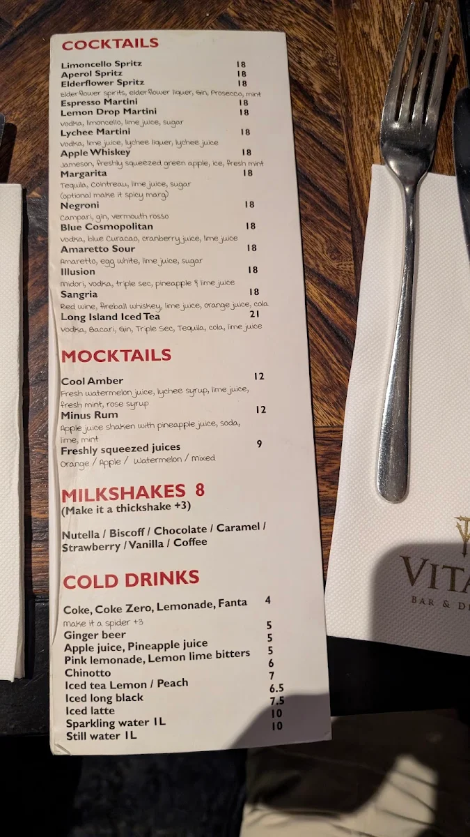 Menu, Vitaly Italian & Woodfire Pizza Restaurant (Kirrawee)