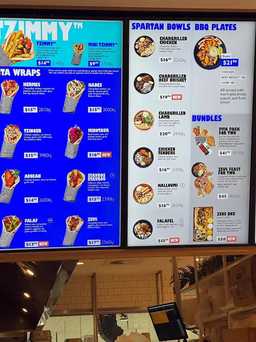 Menu, Zeus Street Greek Macquarie Centre