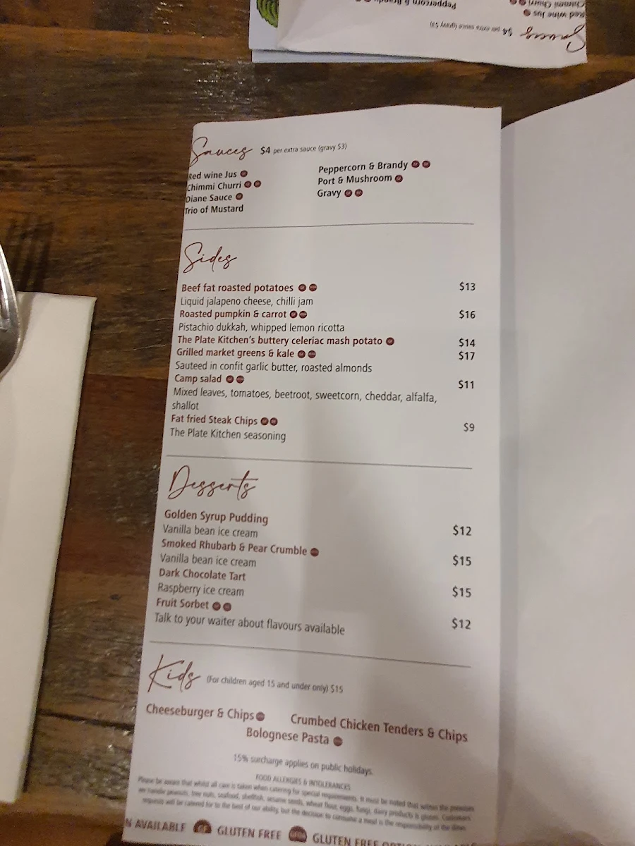 Menu, Char House Restaurant