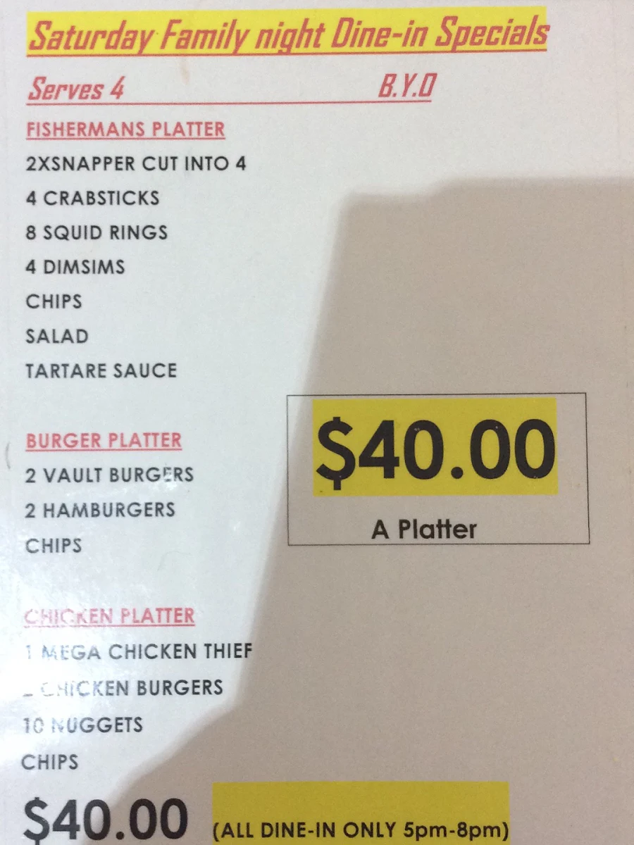 Menu, The Red Vault