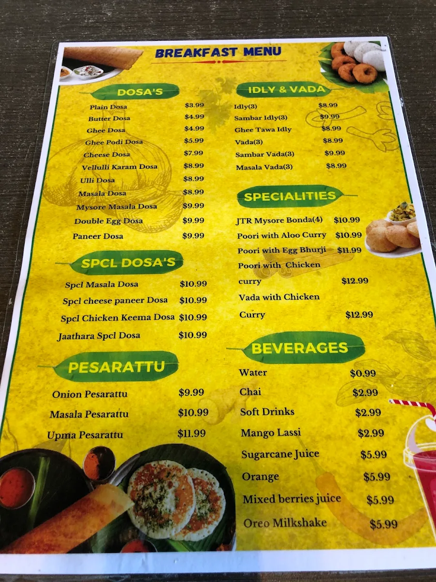 Menu, Jaathara at Barkly