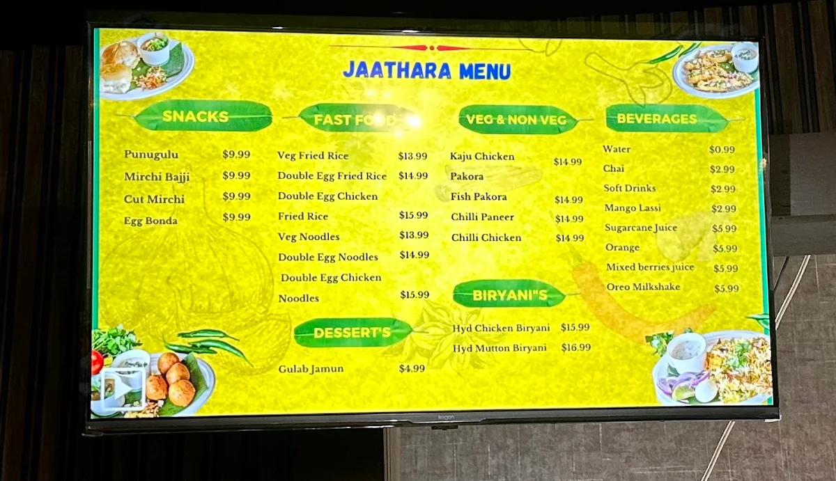 Menu, Jaathara at Barkly