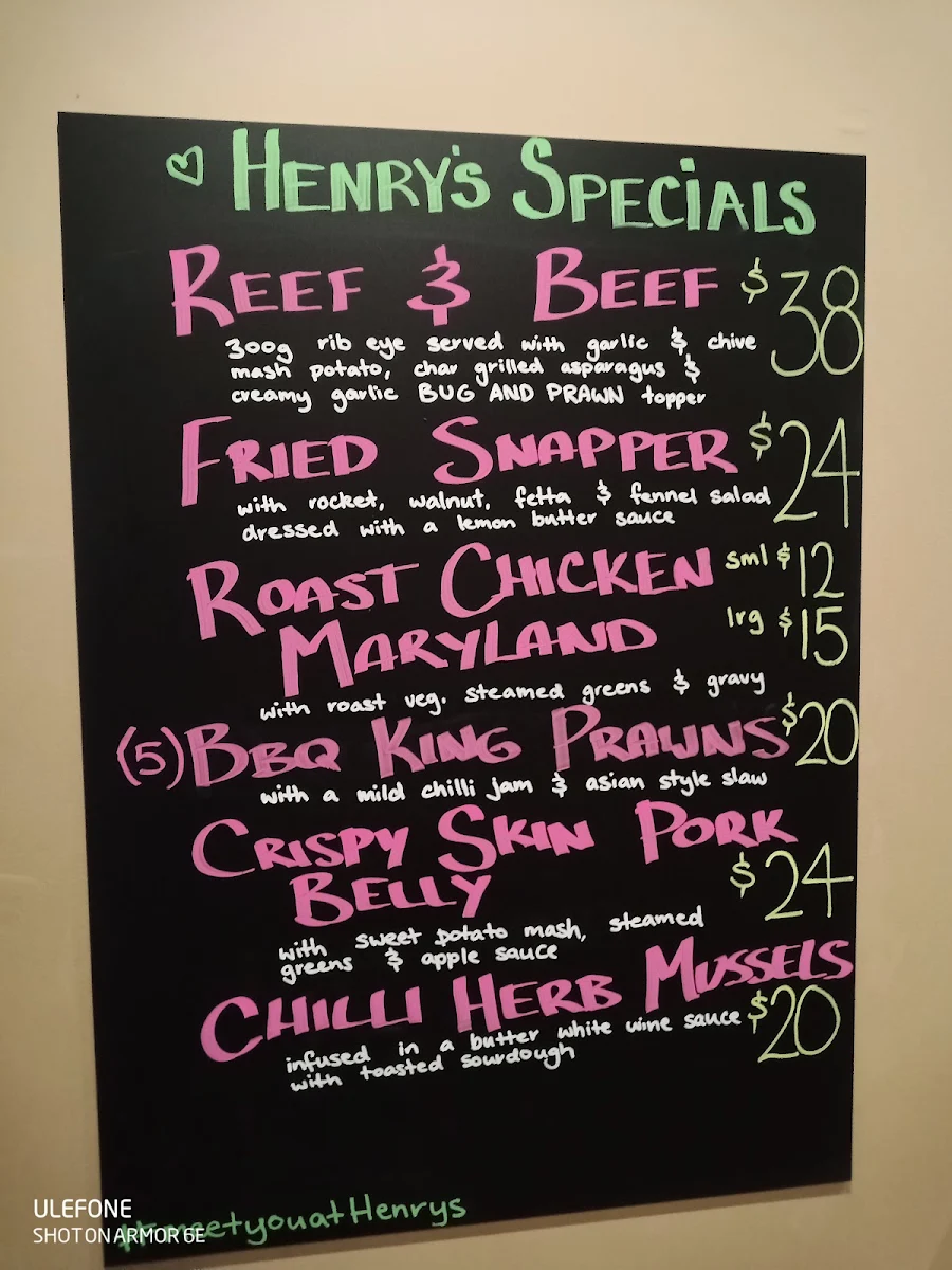 Menu, Henry Rous Tavern