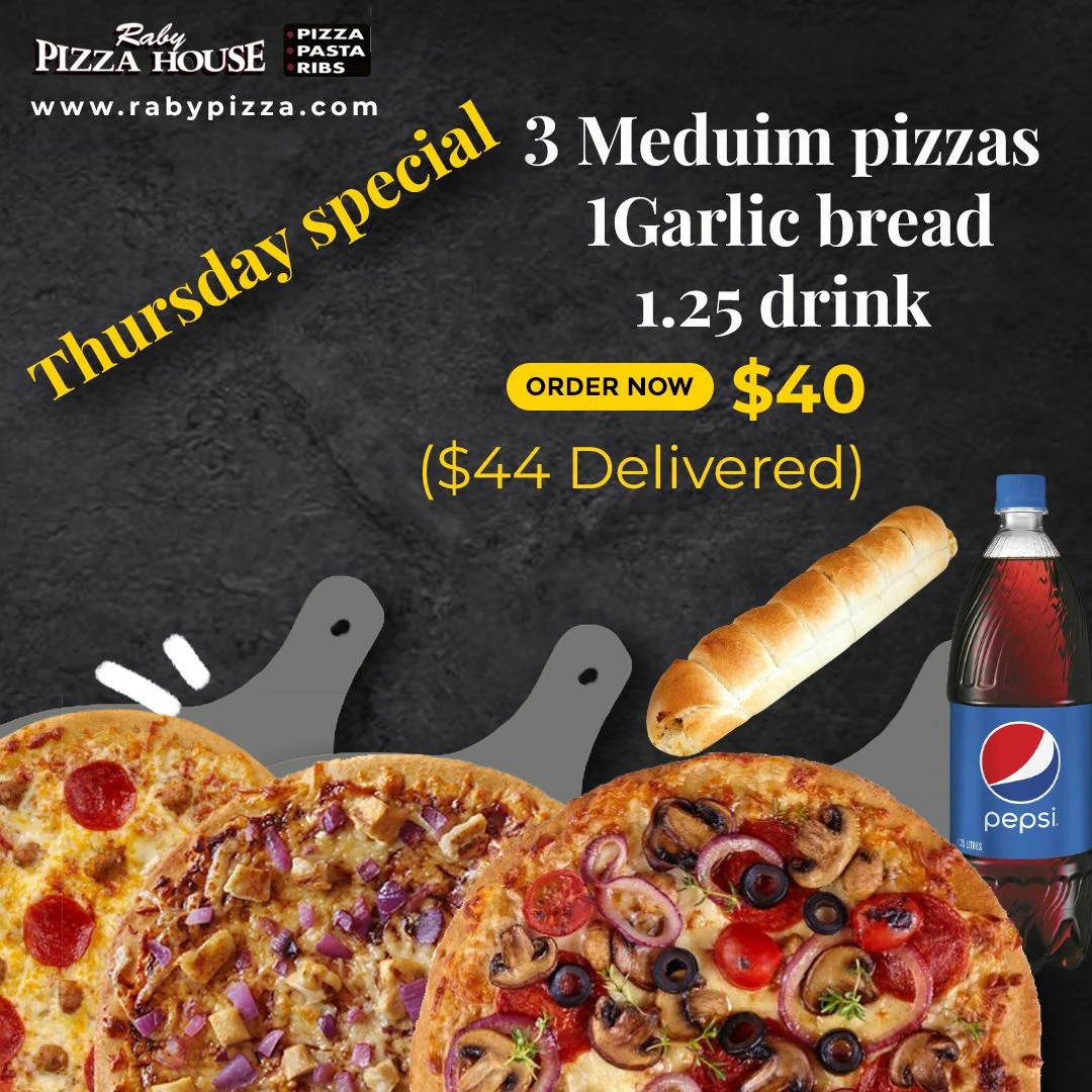 Menu, Raby Pizza House