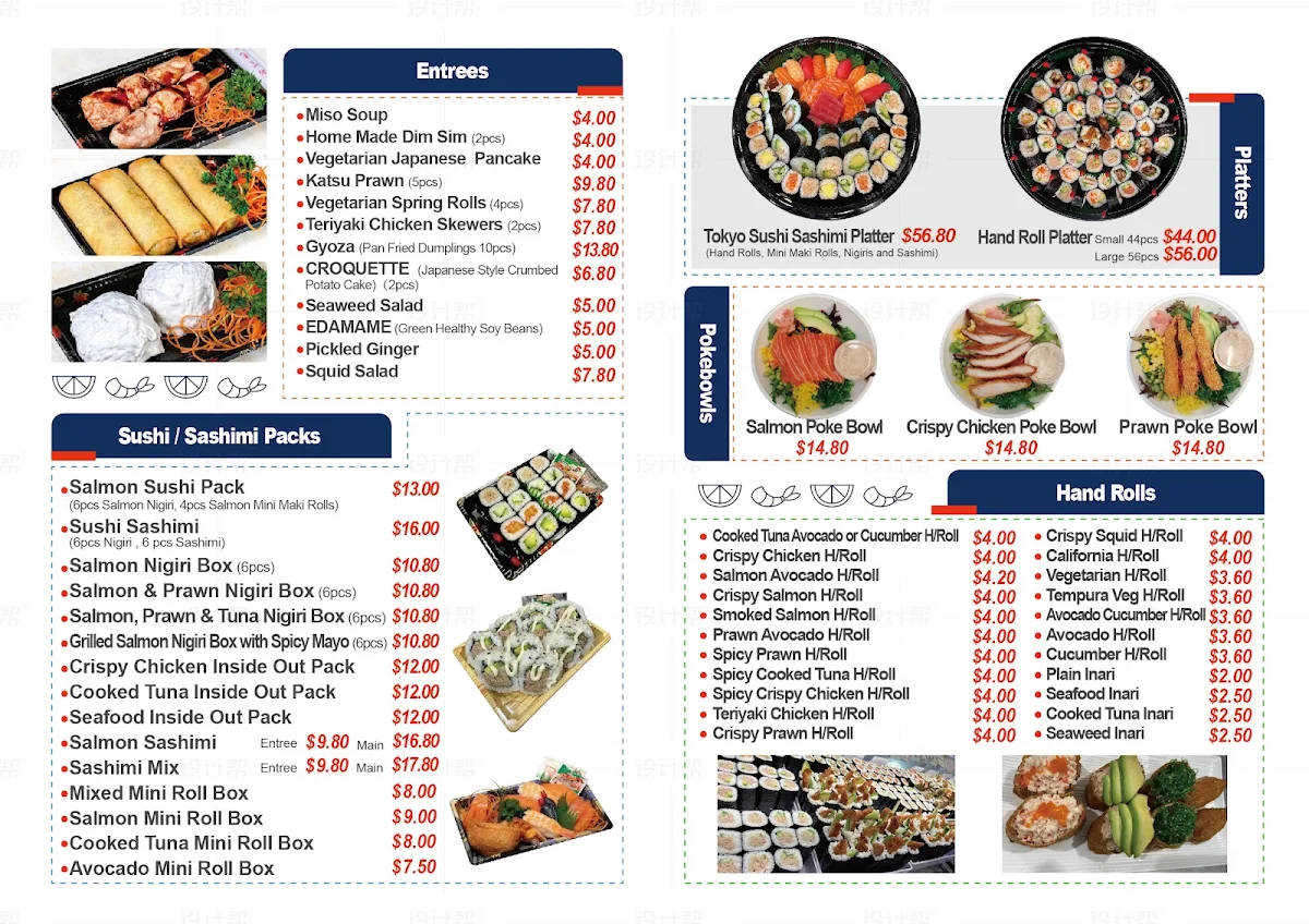 Menu, Tokyo Sushi Express Kalkallo