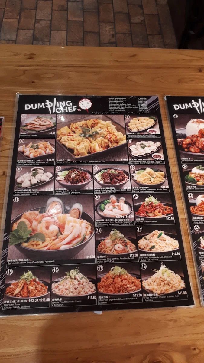 Menu, Dumpling Chef Airport West