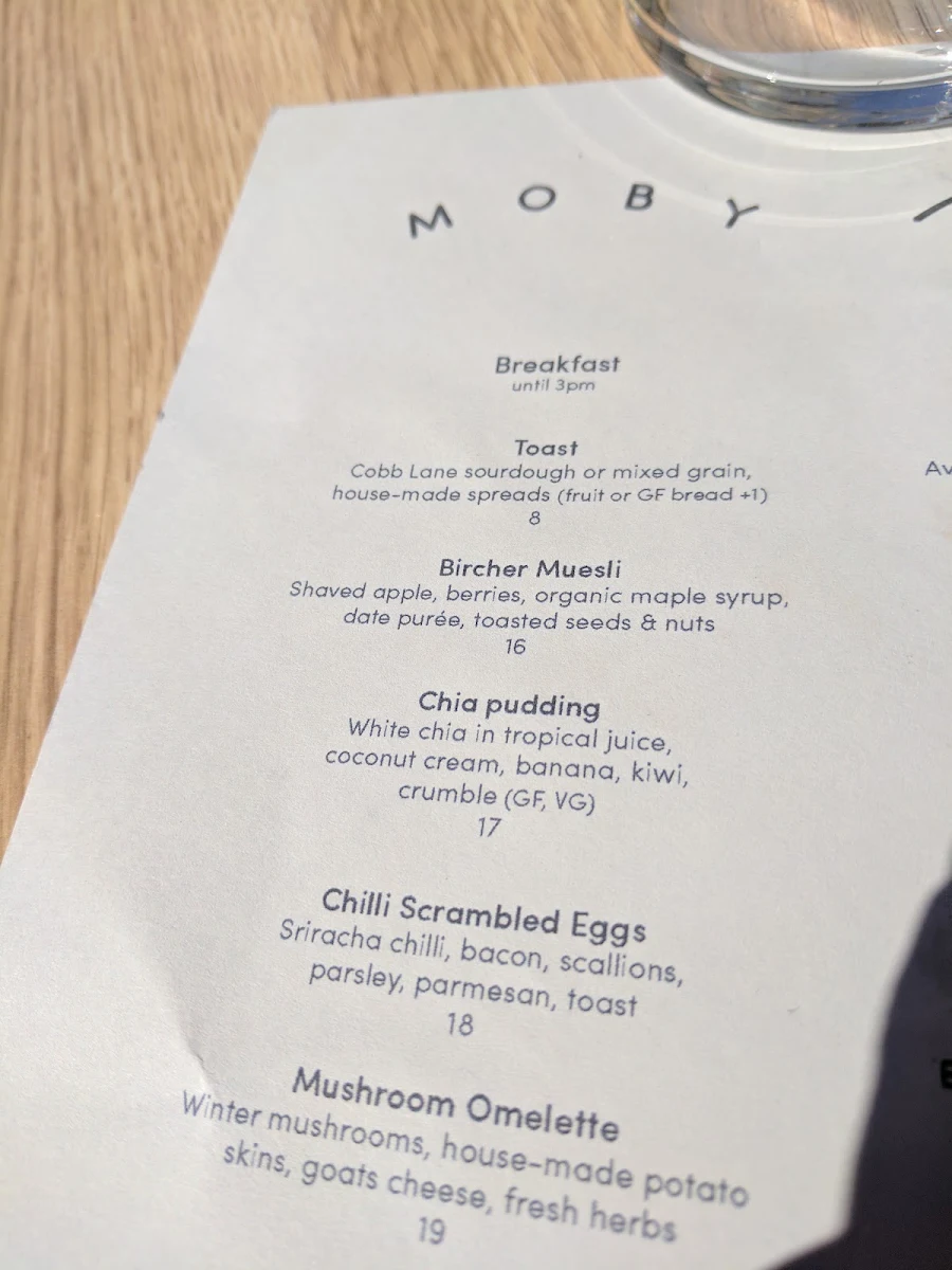 Menu, Moby