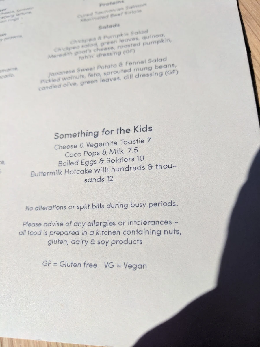 Menu, Moby