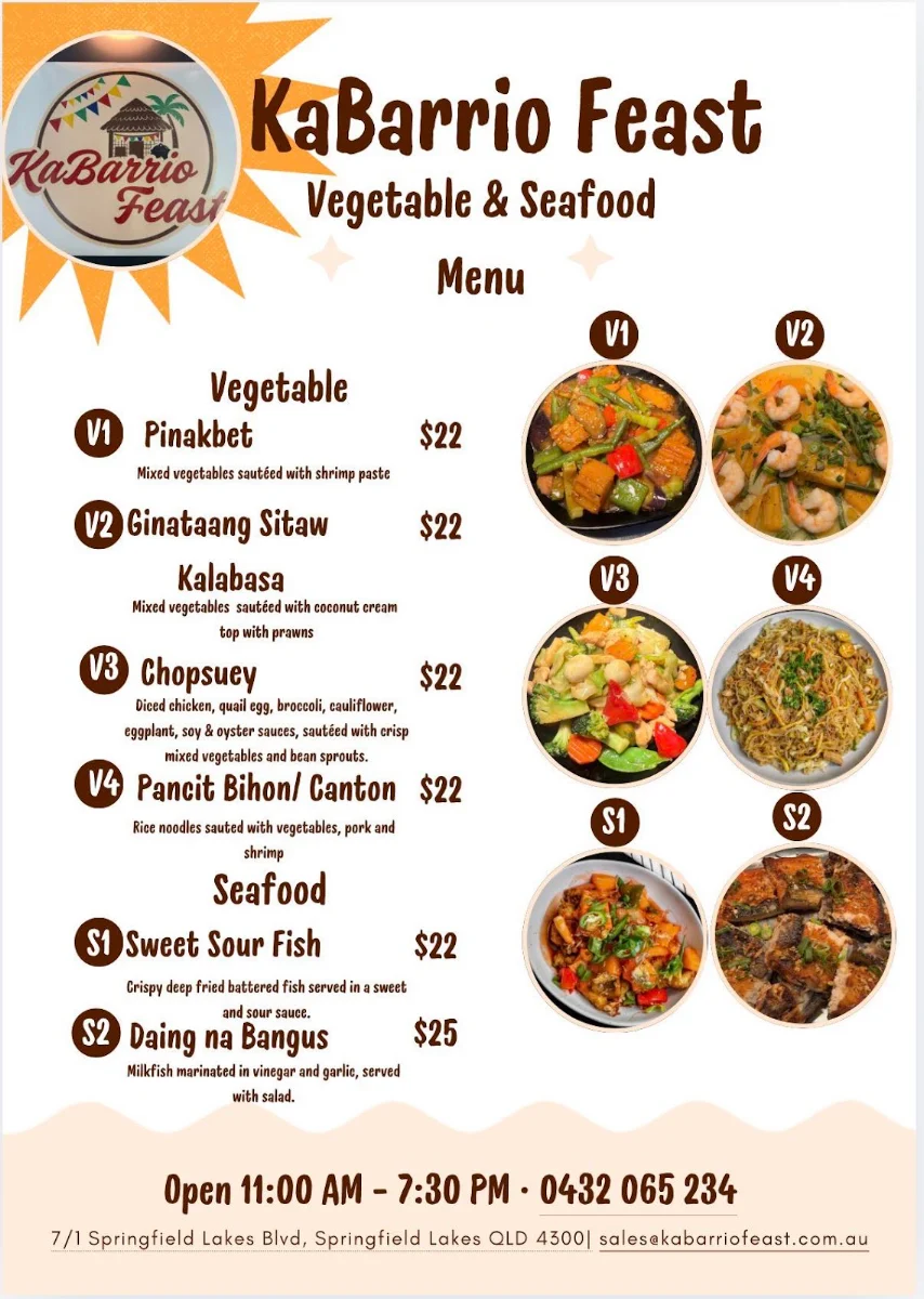 Menu, KaBarrio Feast
