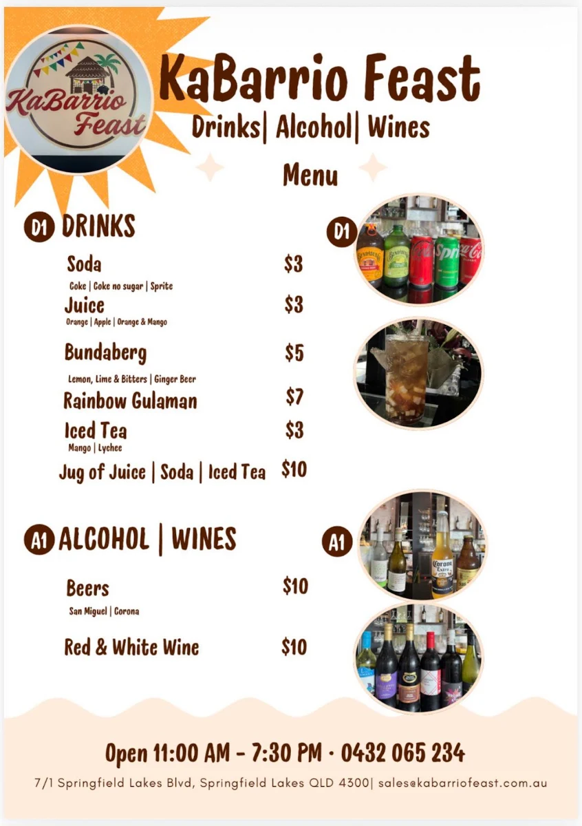 Menu, KaBarrio Feast
