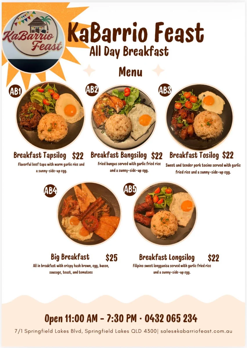Menu, KaBarrio Feast
