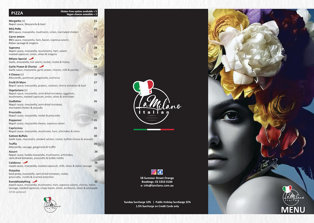 Menu, La Milano Italian