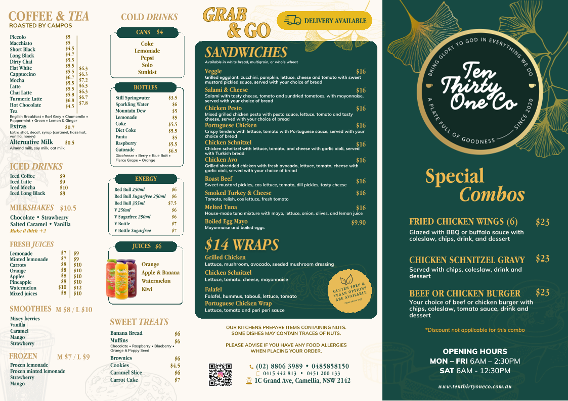 Menu, Ten Thirty One Co