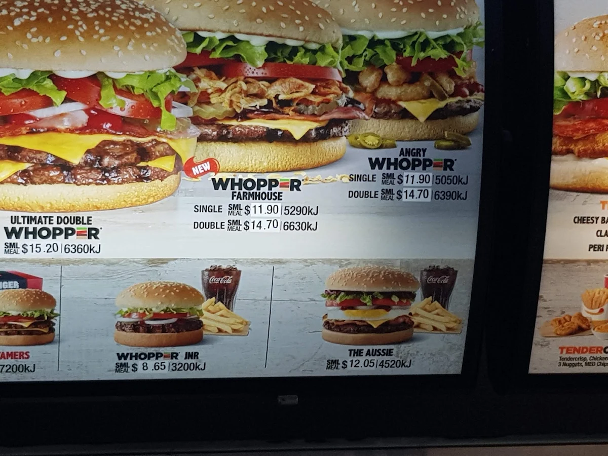 Menu, Hungry Jack's Burgers Ashmore