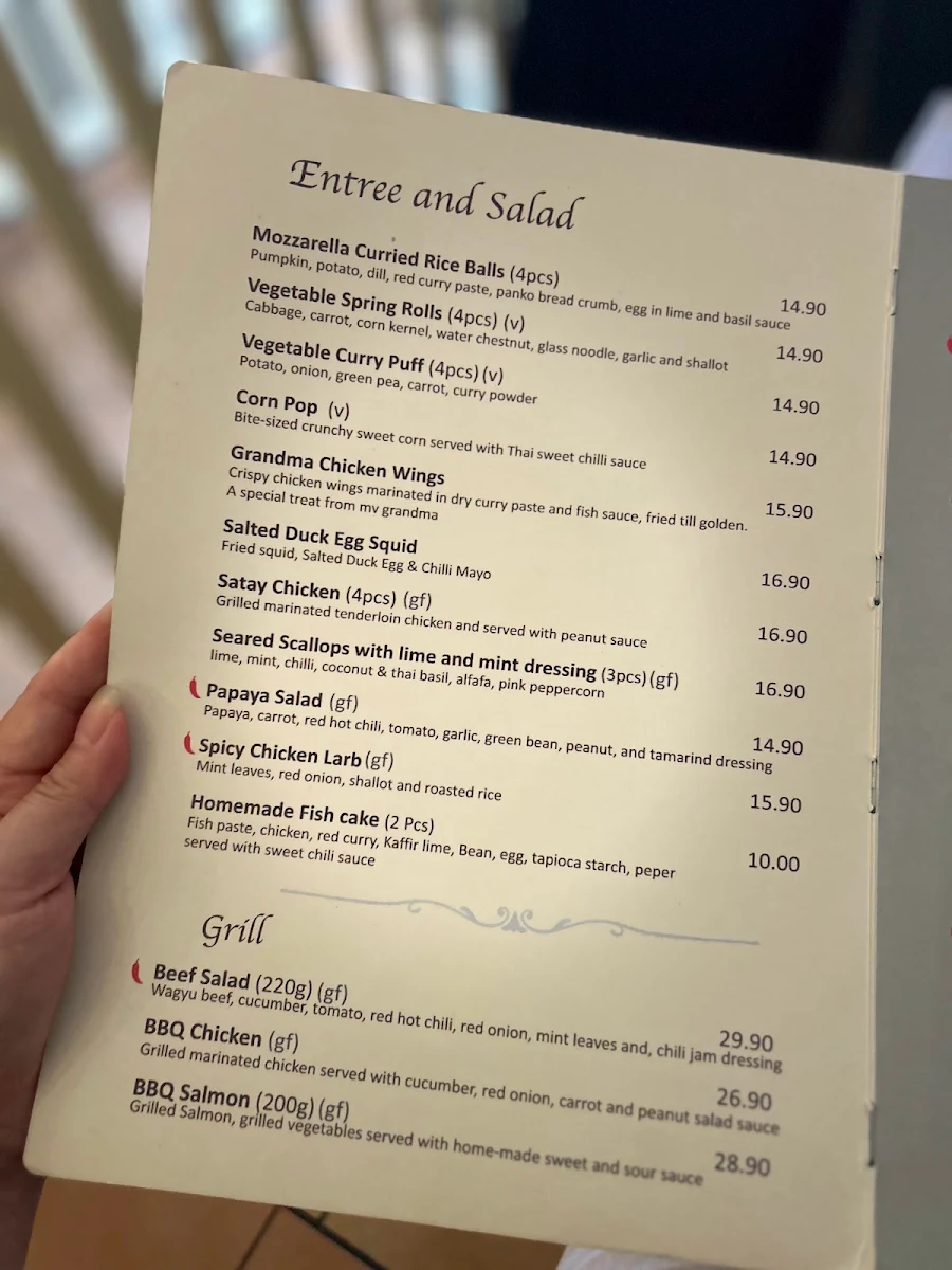 Menu, The Humble thai restaurant