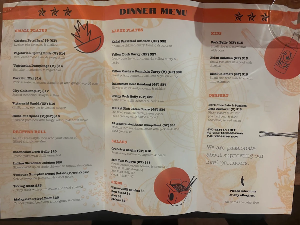 Menu, Mr Drifter