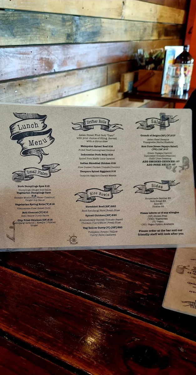 Menu, Mr Drifter