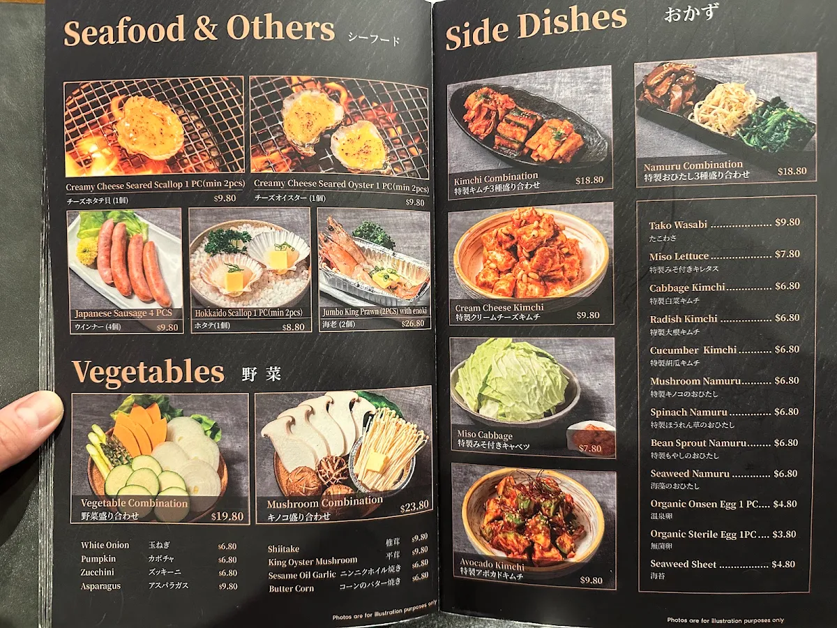 Menu, Kagoshima Master Yakiniku Crows Nest Sydney