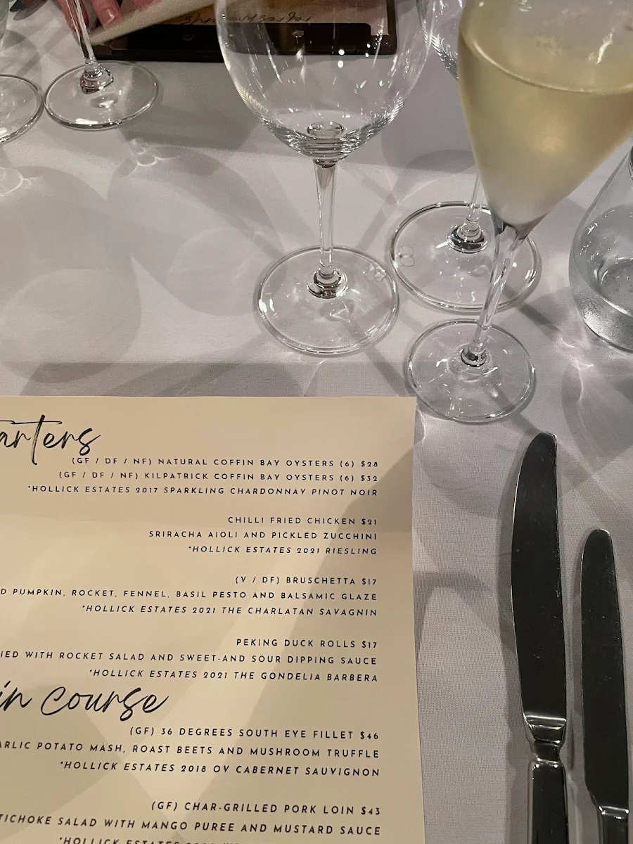 Menu, Upstairs at Hollick Restaurant