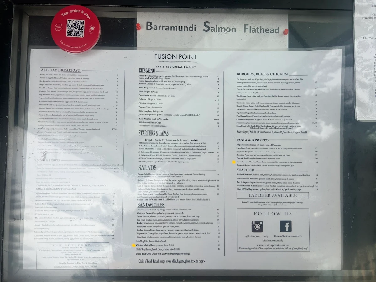 Menu, Fusion Point