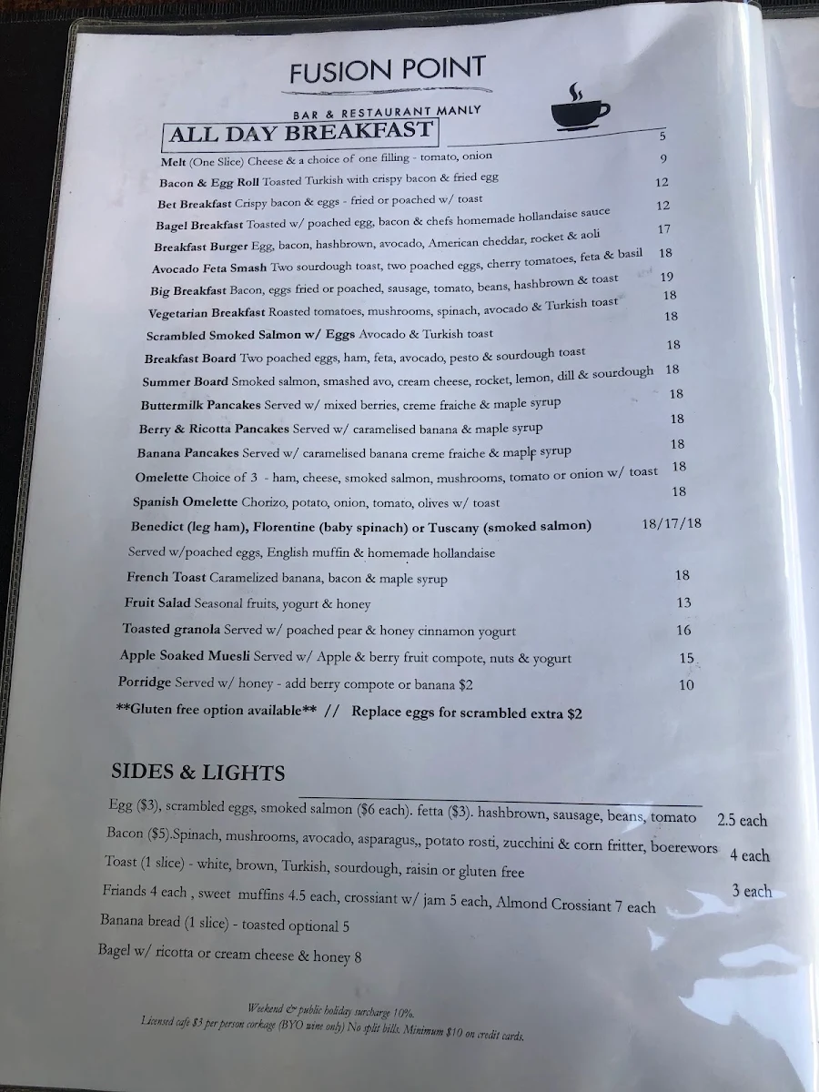 Menu, Fusion Point