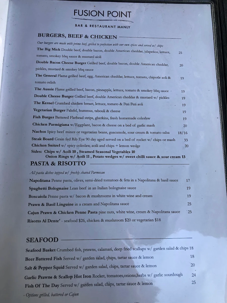 Menu, Fusion Point
