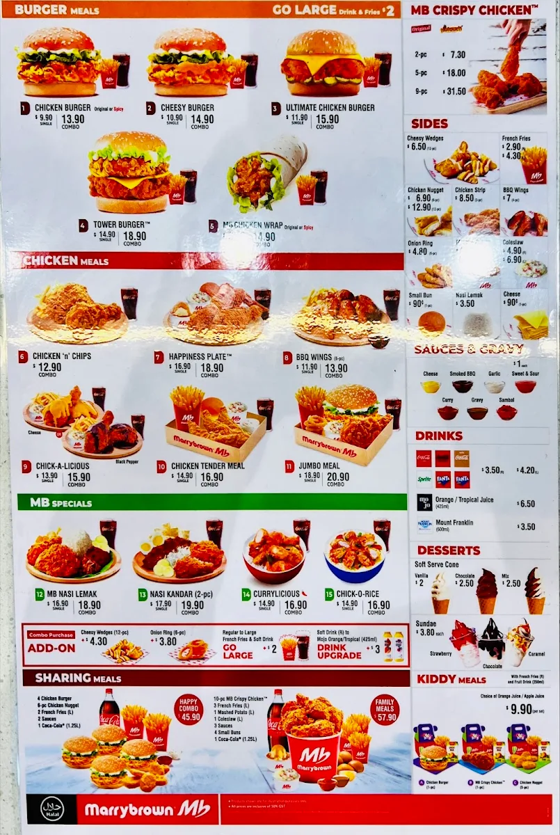 Menu, Marrybrown Brimbank Deer Park